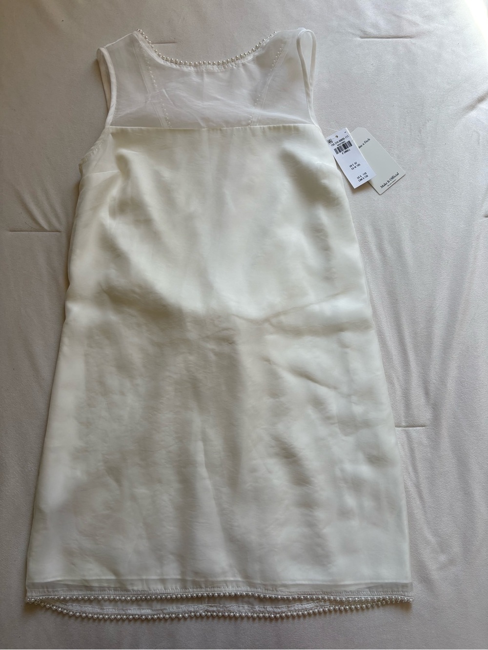 Abercrombie & Fitch Ivory Shift Dress with Pearl Trim